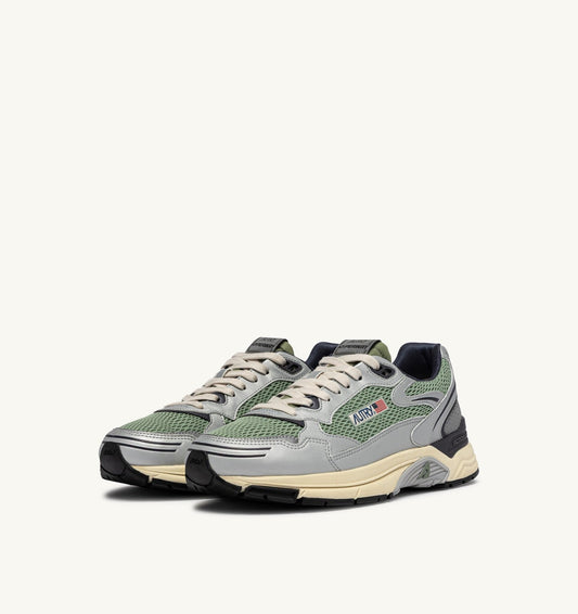 AUTRY Man HYPERWAY SNEAKERS IN SILVER, TEA AND BLACKENED PEARL SYNTHETIC LEATHER AND MESH