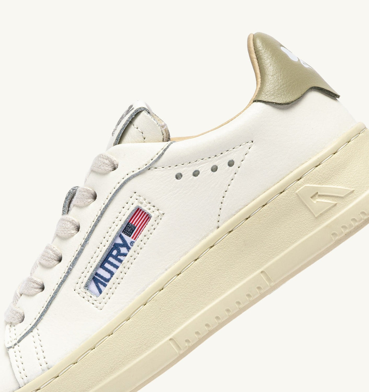 AUTRY Kid SNEAKERS DALLAS KIDS LOW IN MARSHMALLOW AND GRAY GREEN LEATHER