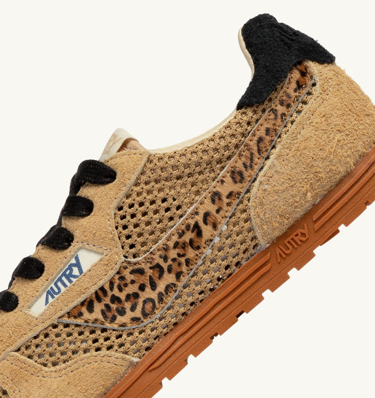 AUTRY Woman WINDSPIN SNEAKERS IN TRENCH LEOPARD AND BLACK MESH AND SUEDE