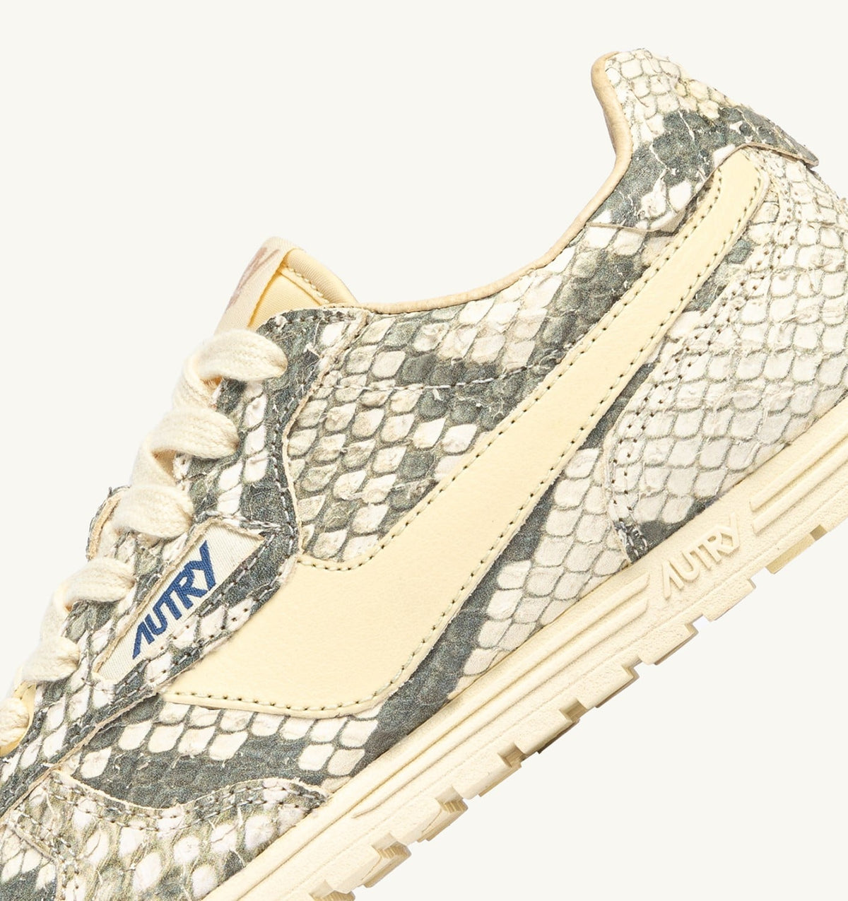 AUTRY Woman WINDSPIN SNEAKERS IN LEATHER WITH SNAKE DIAMOND PRINT COLOR ROCK AND RUTABAGA