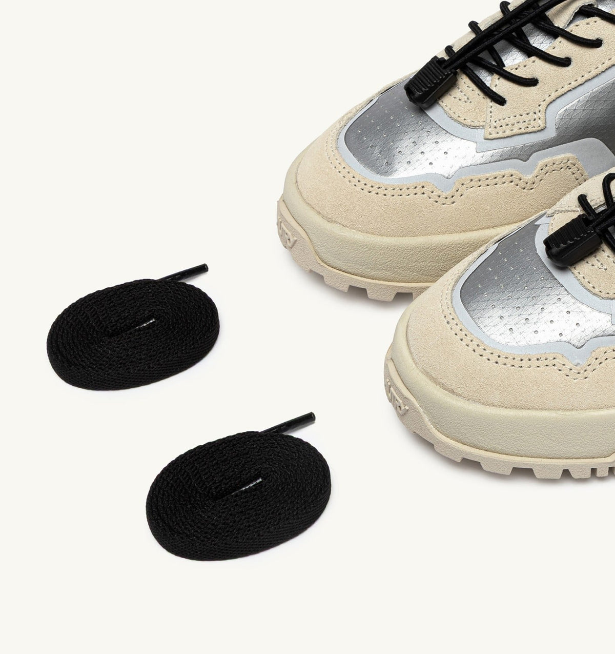 AUTRY Woman WILDPACE LOW SNEAKERS IN WHITE AND SILVER FABRIC AND SUEDE