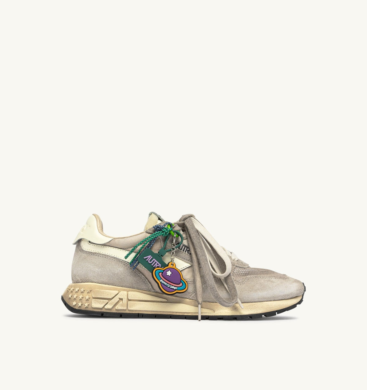 AUTRY Woman REELWIND SUPER VINTAGE SNEAKERS IN WOODSMOKE AND WHITE SUEDE AND NYLON