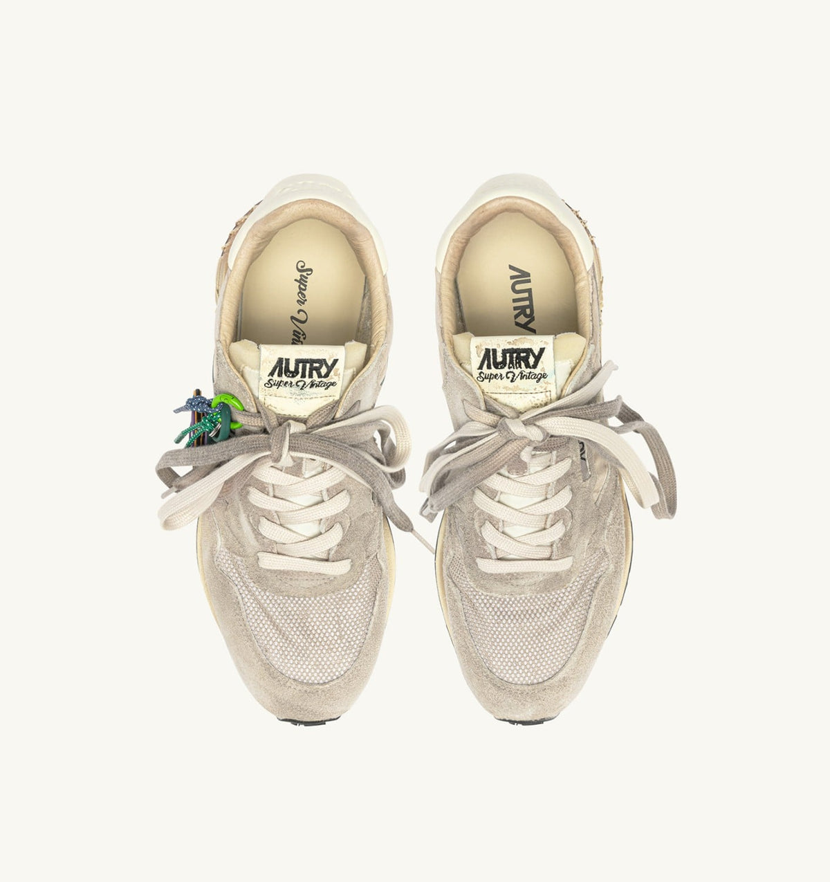 AUTRY Woman REELWIND SUPER VINTAGE SNEAKERS IN WOODSMOKE AND WHITE SUEDE AND NYLON