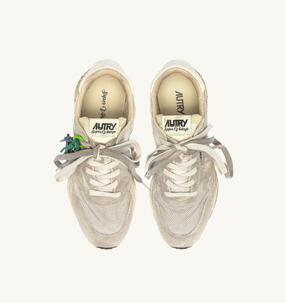 AUTRY Woman REELWIND SUPER VINTAGE SNEAKERS IN WOODSMOKE AND WHITE SUEDE AND NYLON
