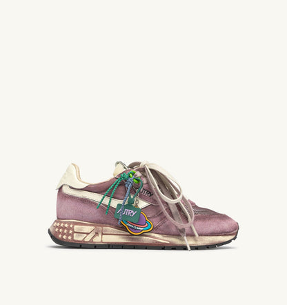 AUTRY Woman REELWIND SUPER VINTAGE SNEAKERS IN WINDSOR WINE AND WHITE SUEDE AND NYLON