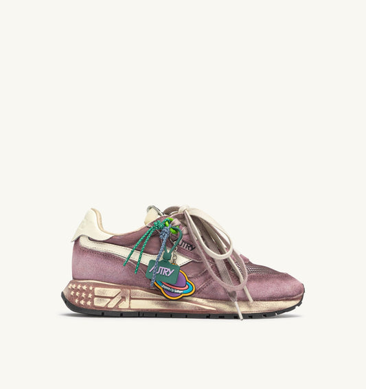 AUTRY Woman REELWIND SUPER VINTAGE SNEAKERS IN WINDSOR WINE AND WHITE SUEDE AND NYLON