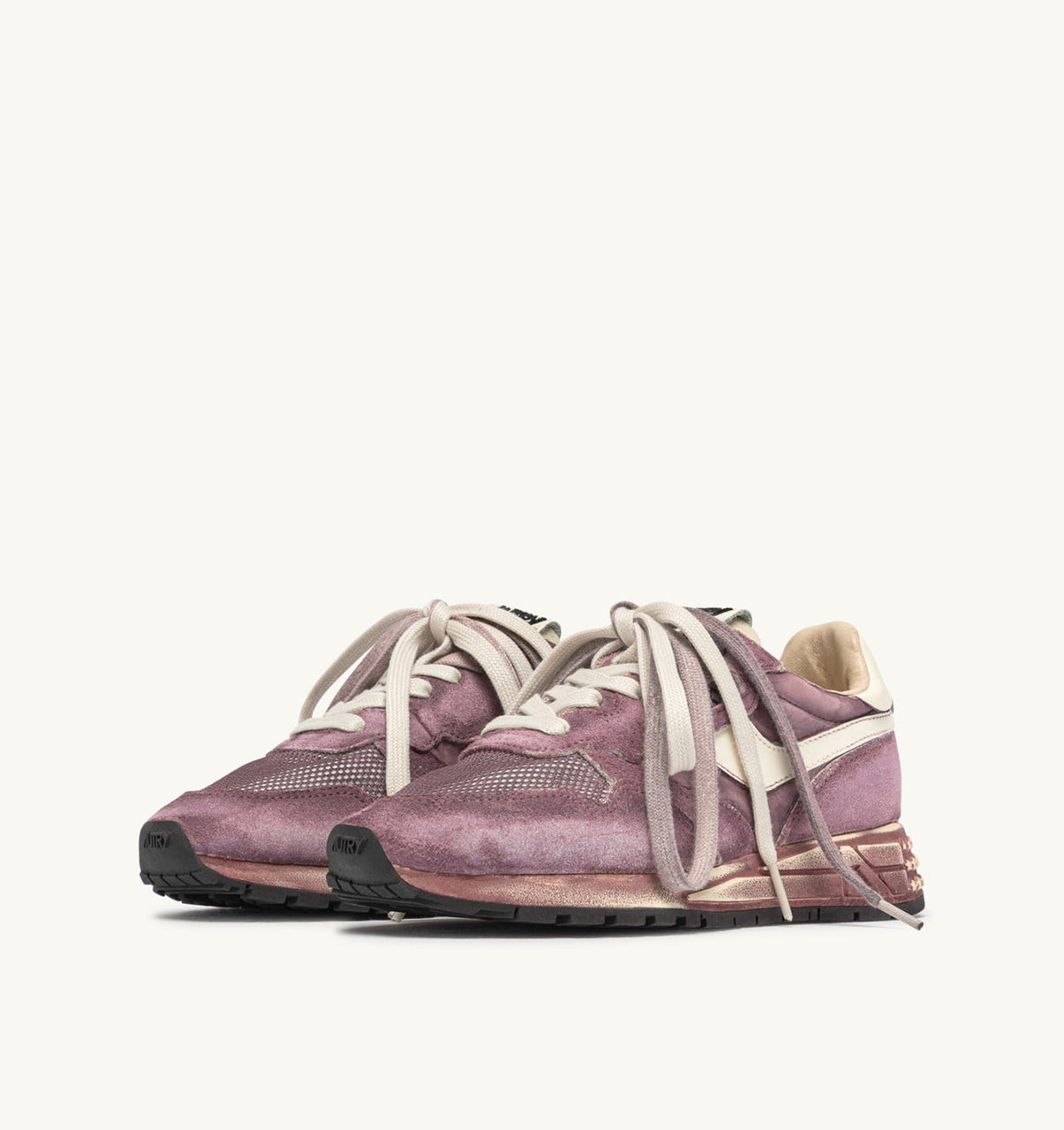 AUTRY Woman REELWIND SUPER VINTAGE SNEAKERS IN WINDSOR WINE AND WHITE SUEDE AND NYLON
