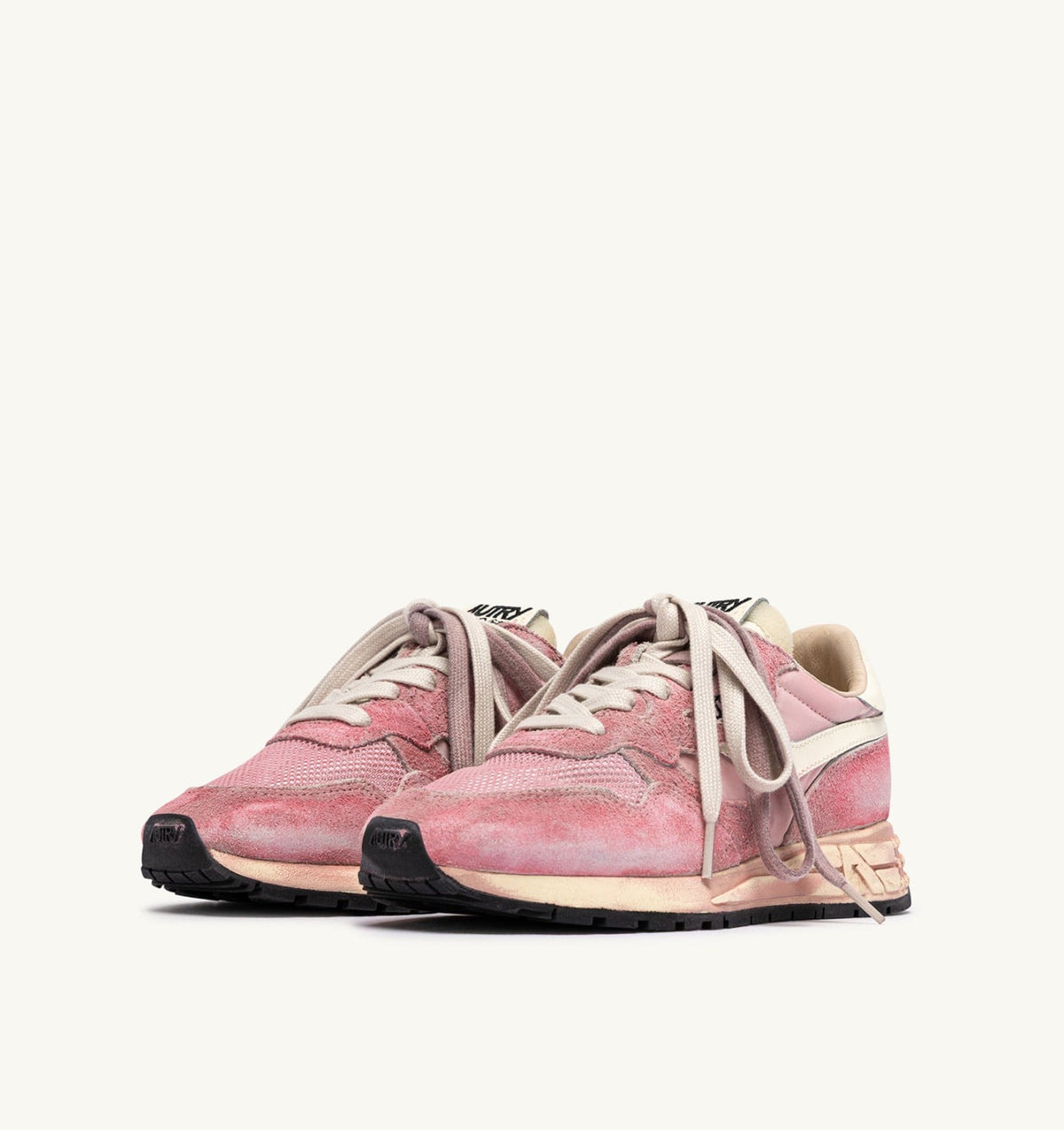 AUTRY Woman REELWIND SUPER VINTAGE SNEAKERS IN WHITE AND PINK SUEDE AND NYLON