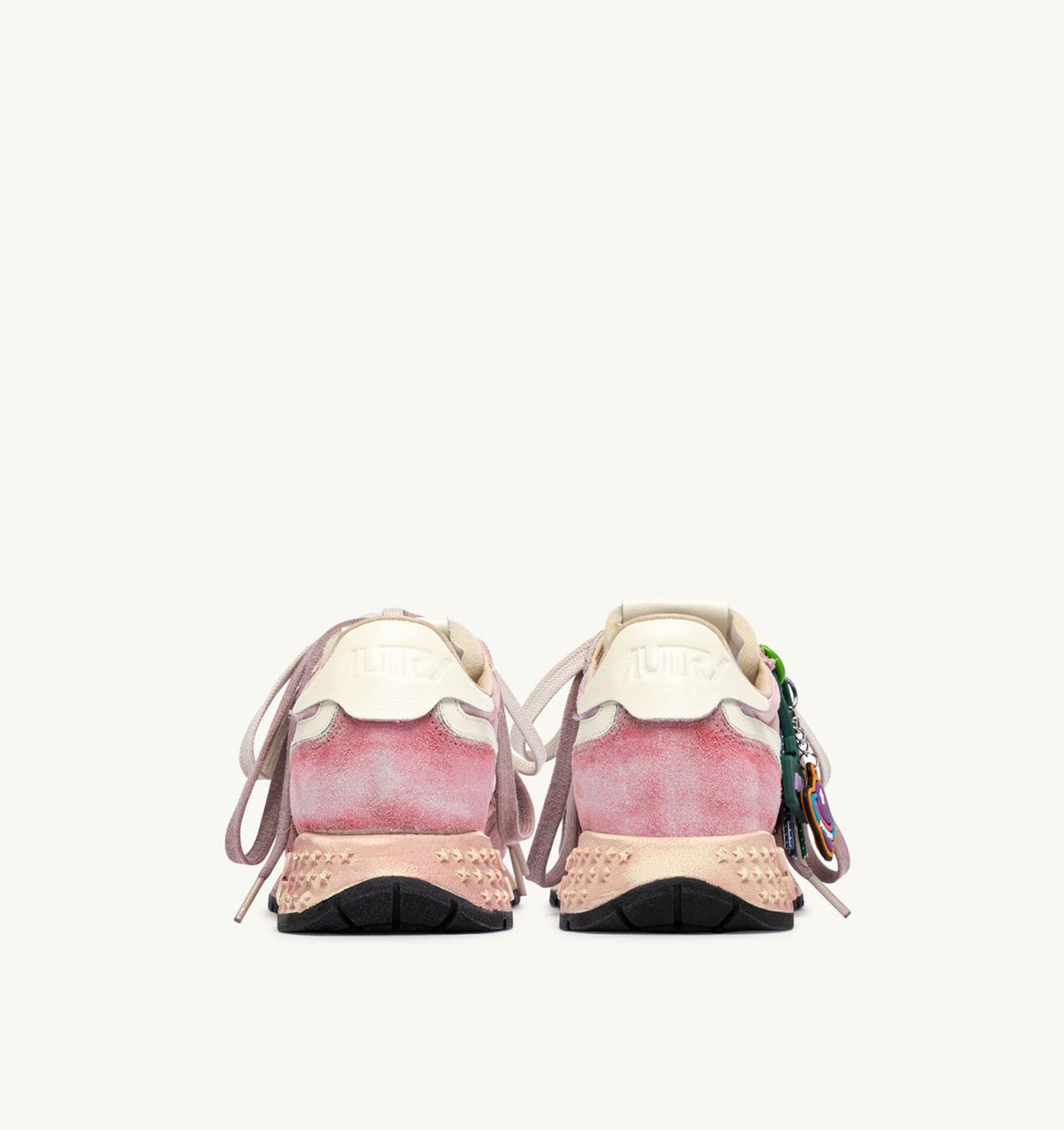 AUTRY Woman REELWIND SUPER VINTAGE SNEAKERS IN WHITE AND PINK SUEDE AND NYLON