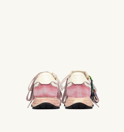 AUTRY Woman REELWIND SUPER VINTAGE SNEAKERS IN WHITE AND PINK SUEDE AND NYLON