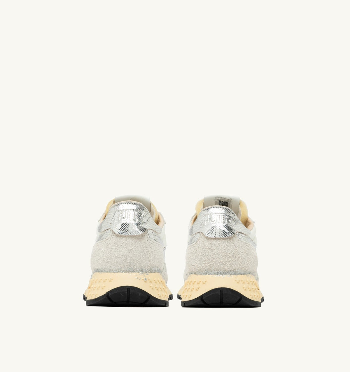 AUTRY Woman REELWIND SUPER VINTAGE SNEAKERS IN WHITE AND SILVER SUEDE AND NYLON
