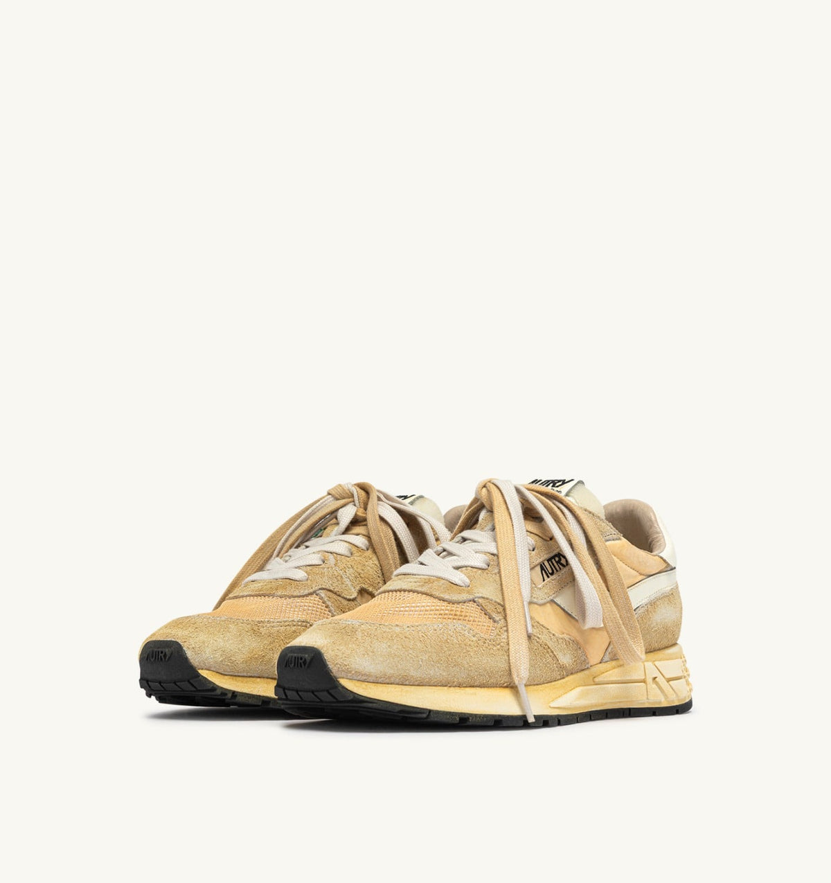 AUTRY Woman REELWIND SUPER VINTAGE SNEAKERS IN YOLK YELLOW AND WHITE SUEDE AND NYLON