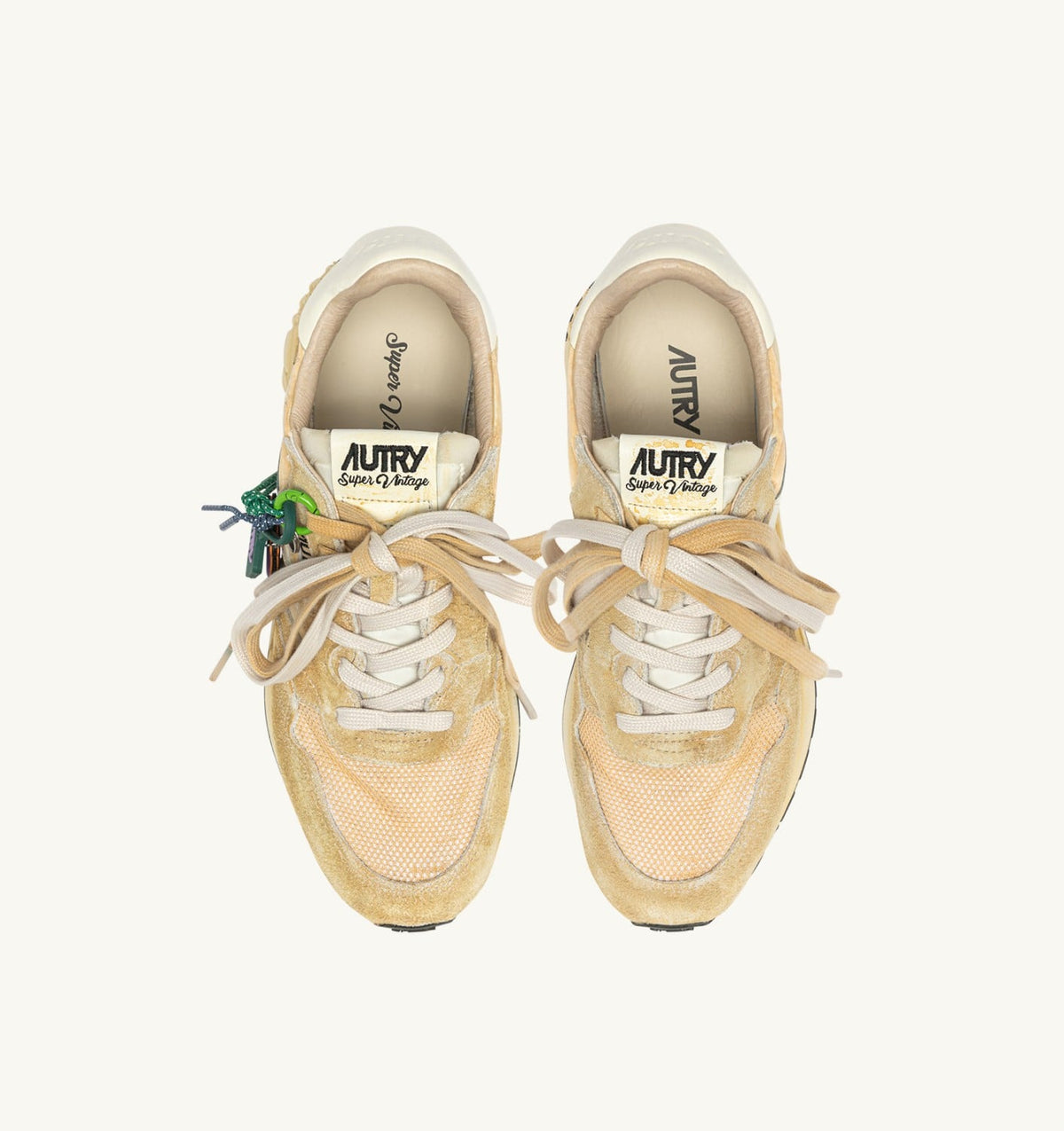AUTRY Woman REELWIND SUPER VINTAGE SNEAKERS IN YOLK YELLOW AND WHITE SUEDE AND NYLON