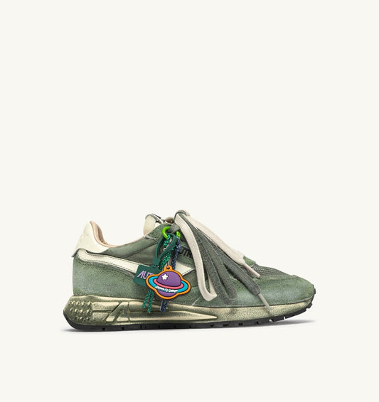 AUTRY Woman REELWIND SUPER VINTAGE SNEAKERS IN LEPRECHAUN AND WHITE SUEDE AND NYLON