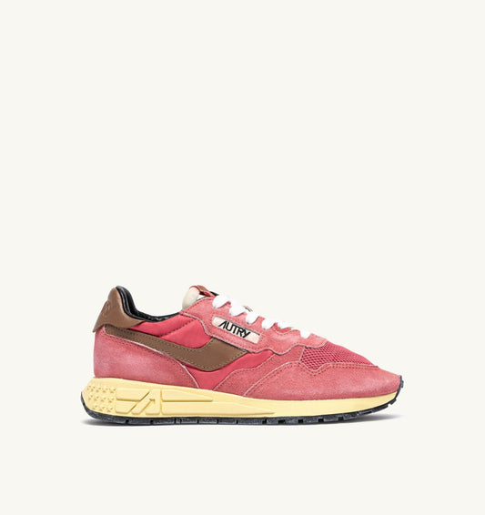 AUTRY Woman REELWIND LOW SNEAKERS IN STRAWBERRY SUGAR AND COCONUT NYLON AND SUEDE