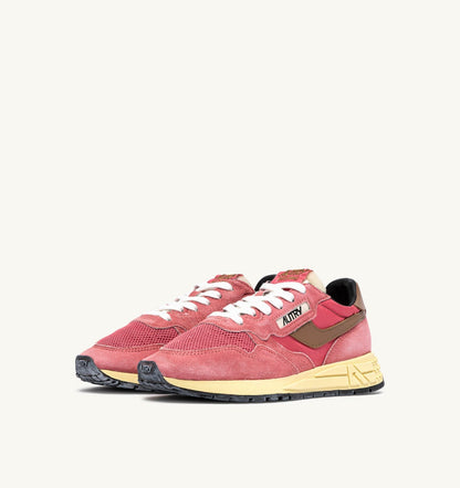 AUTRY Woman REELWIND LOW SNEAKERS IN STRAWBERRY SUGAR AND COCONUT NYLON AND SUEDE