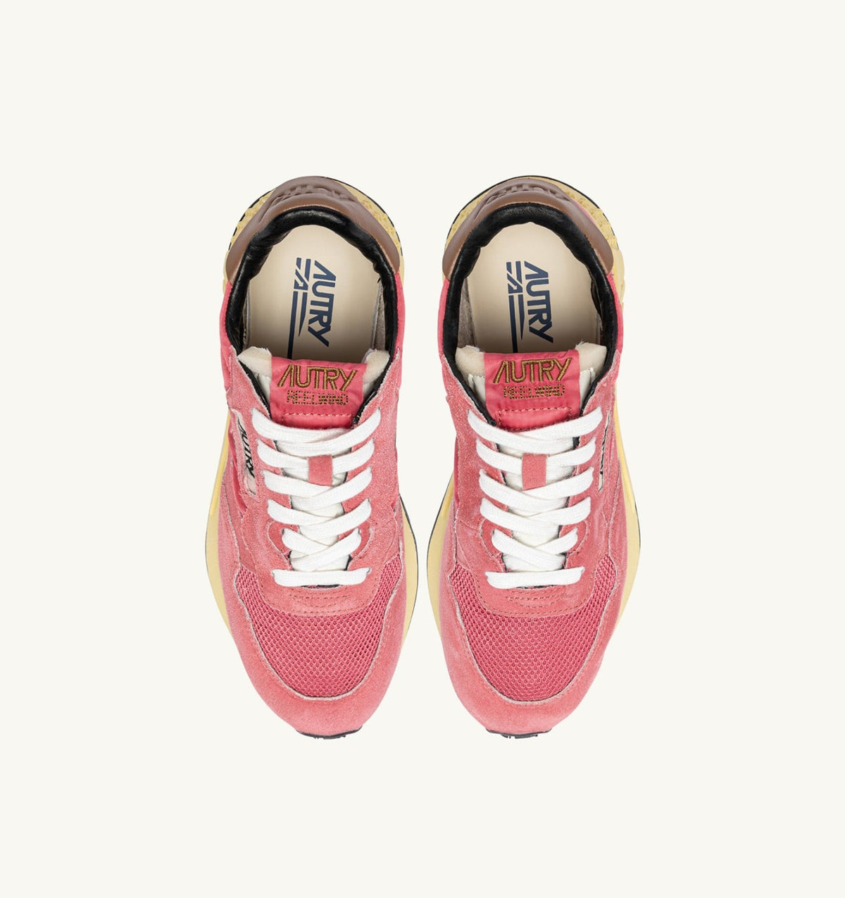 AUTRY Woman REELWIND LOW SNEAKERS IN STRAWBERRY SUGAR AND COCONUT NYLON AND SUEDE