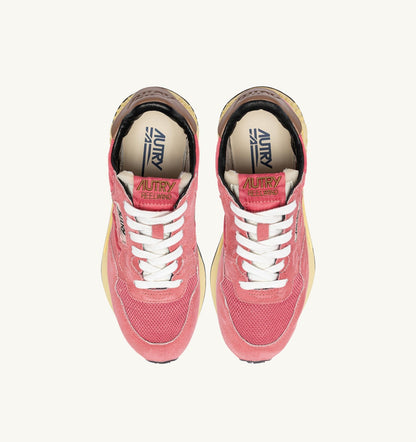 AUTRY Woman REELWIND LOW SNEAKERS IN STRAWBERRY SUGAR AND COCONUT NYLON AND SUEDE