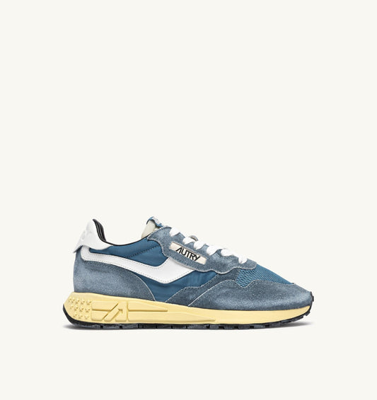 AUTRY Woman REELWIND LOW SNEAKERS IN WHITE AND SKY SUGAR NYLON AND SUEDE
