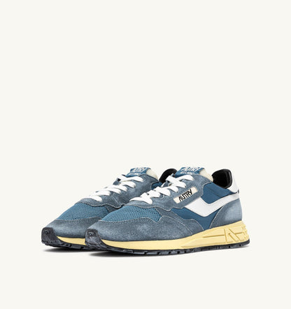 AUTRY Woman REELWIND LOW SNEAKERS IN WHITE AND SKY SUGAR NYLON AND SUEDE