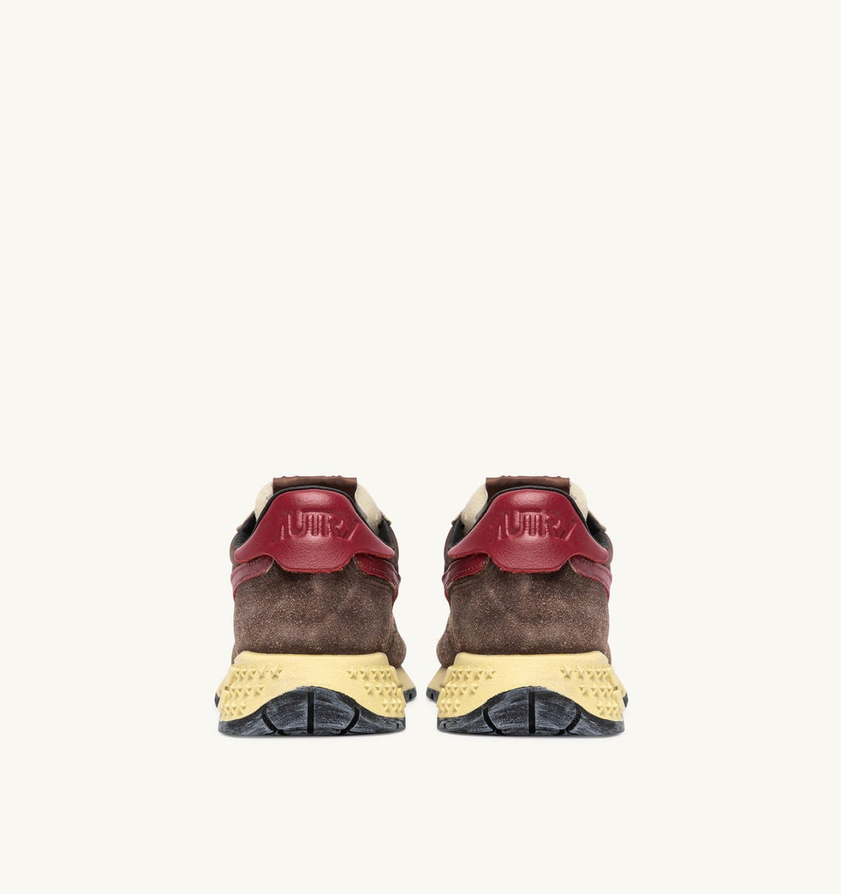 AUTRY Woman REELWIND LOW SNEAKERS IN COFFEE SUGAR AND DEEP CLARET NYLON AND SUEDE