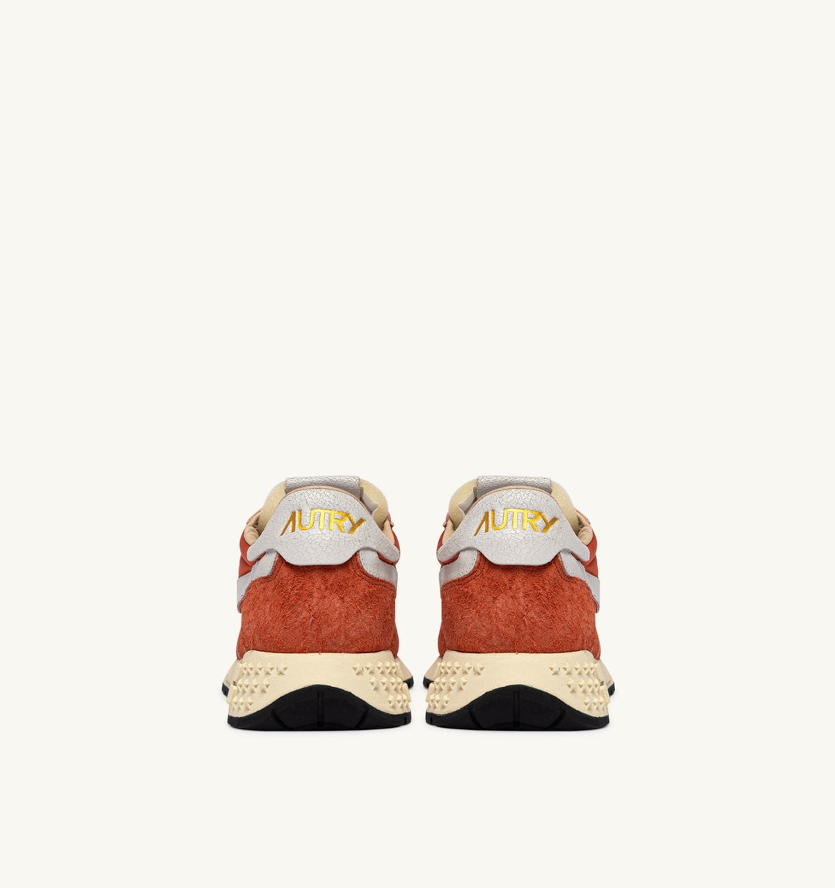 AUTRY Woman REELWIND LOW SNEAKERS IN WHITE AND ORANGE RUST NYLON AND SUEDE