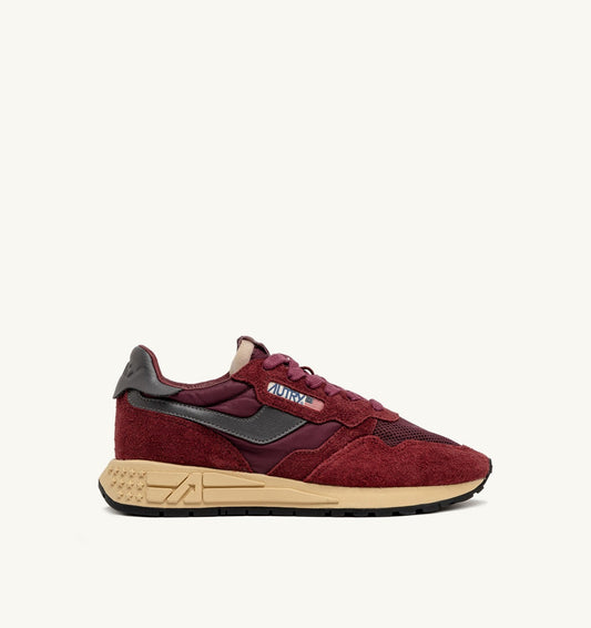 AUTRY Woman REELWIND LOW SNEAKERS IN NYLON SUEDE AND LEATHER COLOR ROUNGE AND CORDOVAN