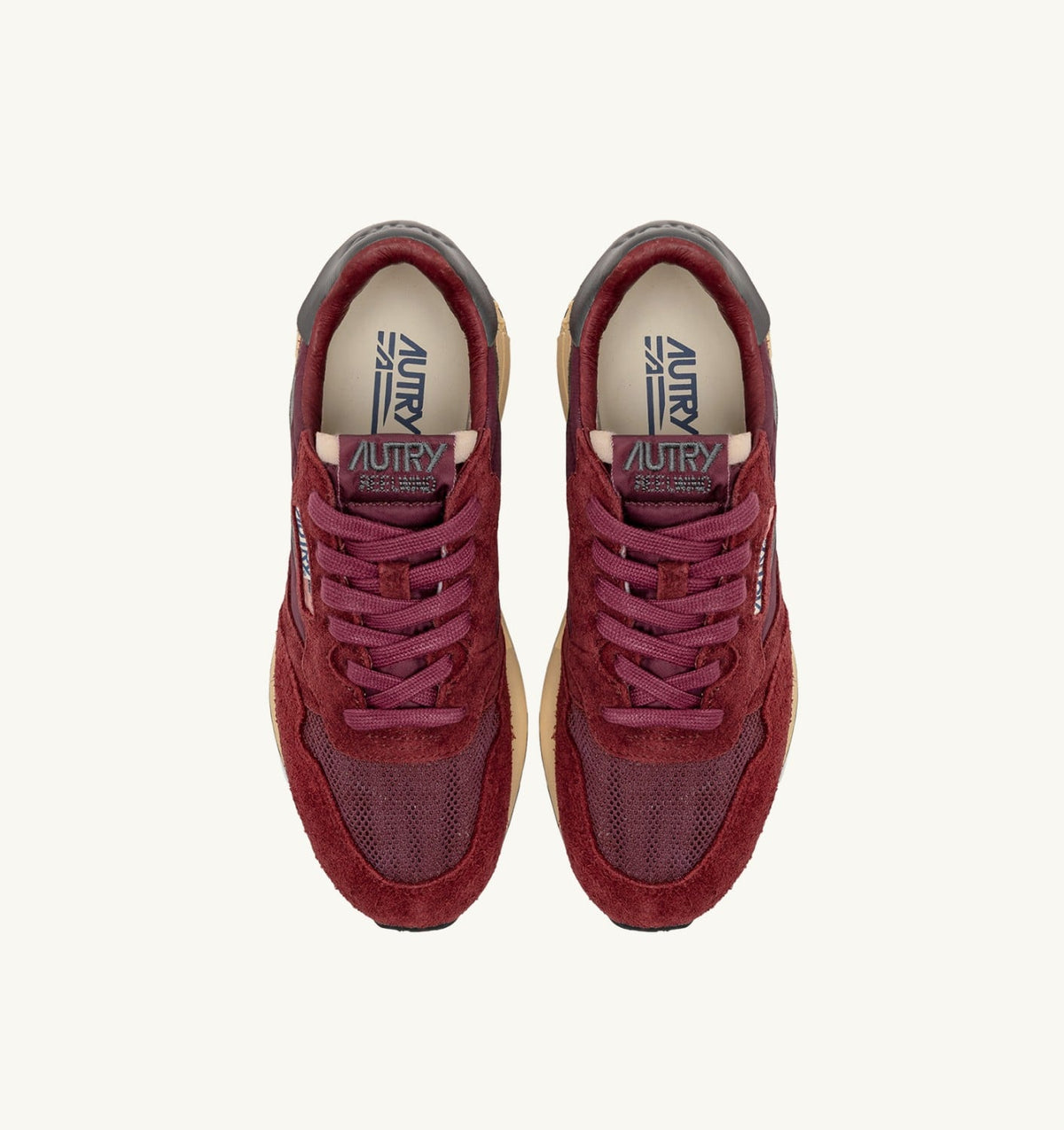AUTRY Woman REELWIND LOW SNEAKERS IN NYLON SUEDE AND LEATHER COLOR ROUNGE AND CORDOVAN