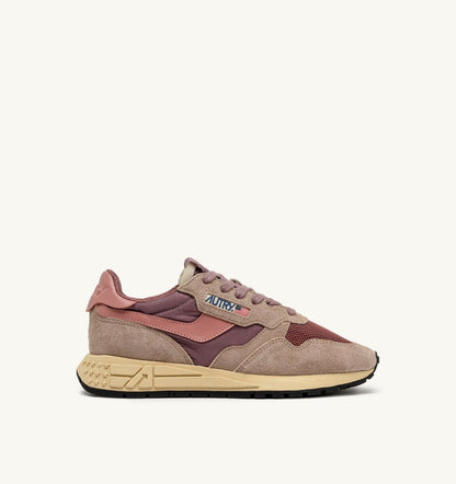 AUTRY Woman REELWIND LOW SNEAKERS IN NYLON SUEDE AND LEATHER COLOR ROSE AND DESERT SAND