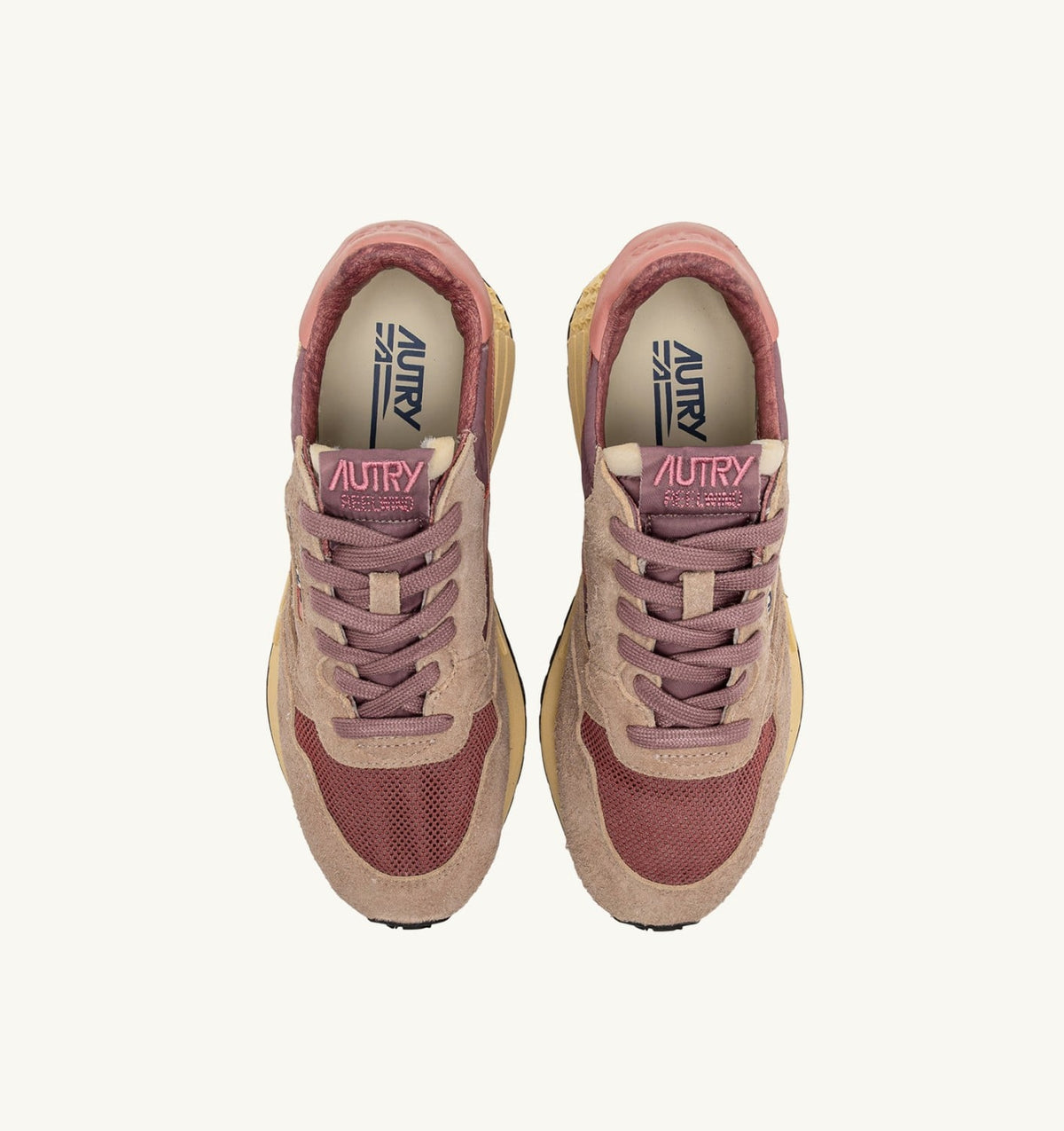 AUTRY Woman REELWIND LOW SNEAKERS IN NYLON SUEDE AND LEATHER COLOR ROSE AND DESERT SAND