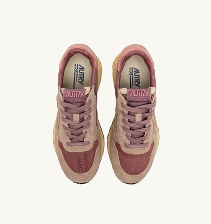 AUTRY Woman REELWIND LOW SNEAKERS IN NYLON SUEDE AND LEATHER COLOR ROSE AND DESERT SAND