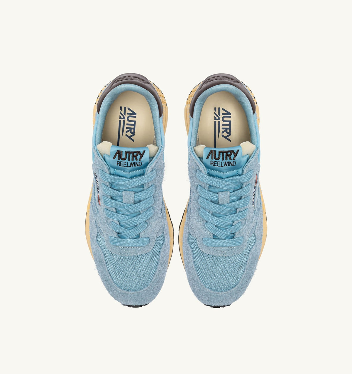 AUTRY Woman REELWIND LOW SNEAKERS IN FORGET ME NOT AND BRACKEN NYLON AND SUEDE