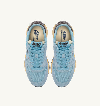AUTRY Woman REELWIND LOW SNEAKERS IN FORGET ME NOT AND BRACKEN NYLON AND SUEDE