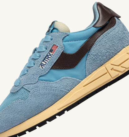 AUTRY Woman REELWIND LOW SNEAKERS IN FORGET ME NOT AND BRACKEN NYLON AND SUEDE