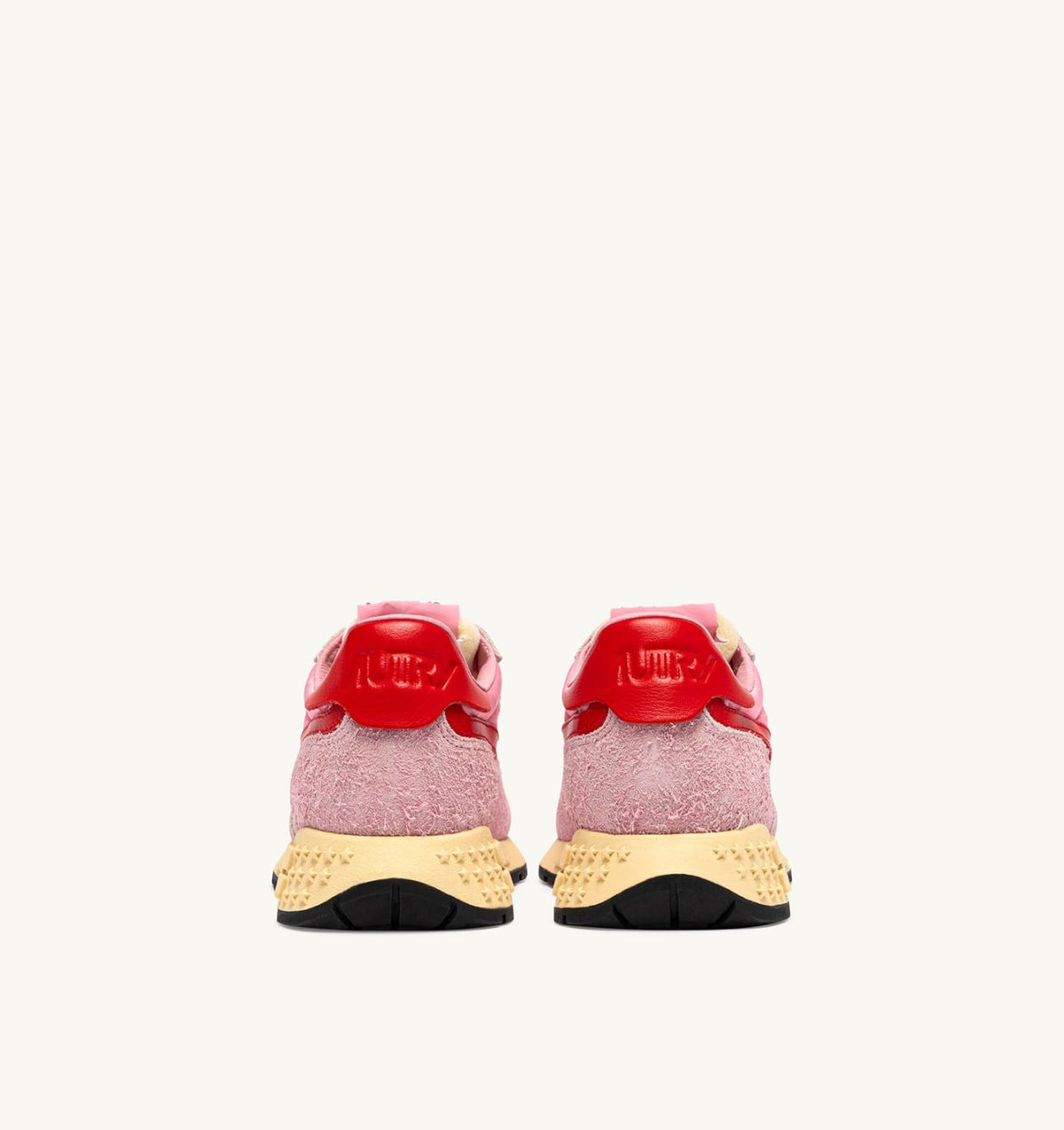 AUTRY Woman REELWIND LOW SNEAKERS IN PINK CHERUB AND FLAME SCARLET NYLON AND SUEDE