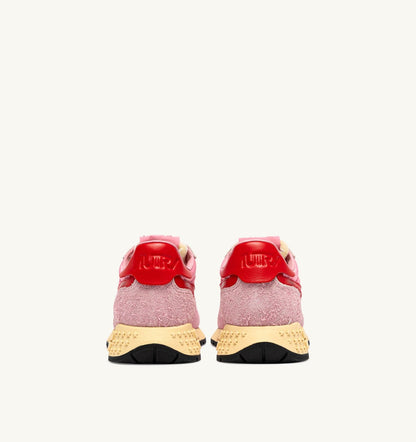 AUTRY Woman REELWIND LOW SNEAKERS IN PINK CHERUB AND FLAME SCARLET NYLON AND SUEDE