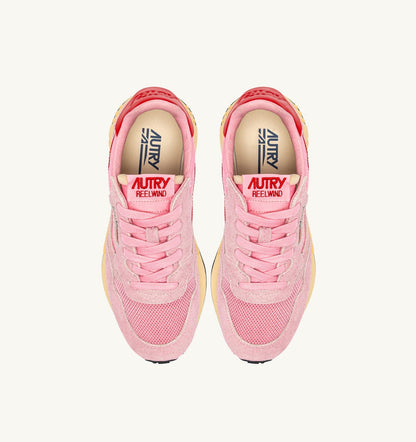 AUTRY Woman REELWIND LOW SNEAKERS IN PINK CHERUB AND FLAME SCARLET NYLON AND SUEDE