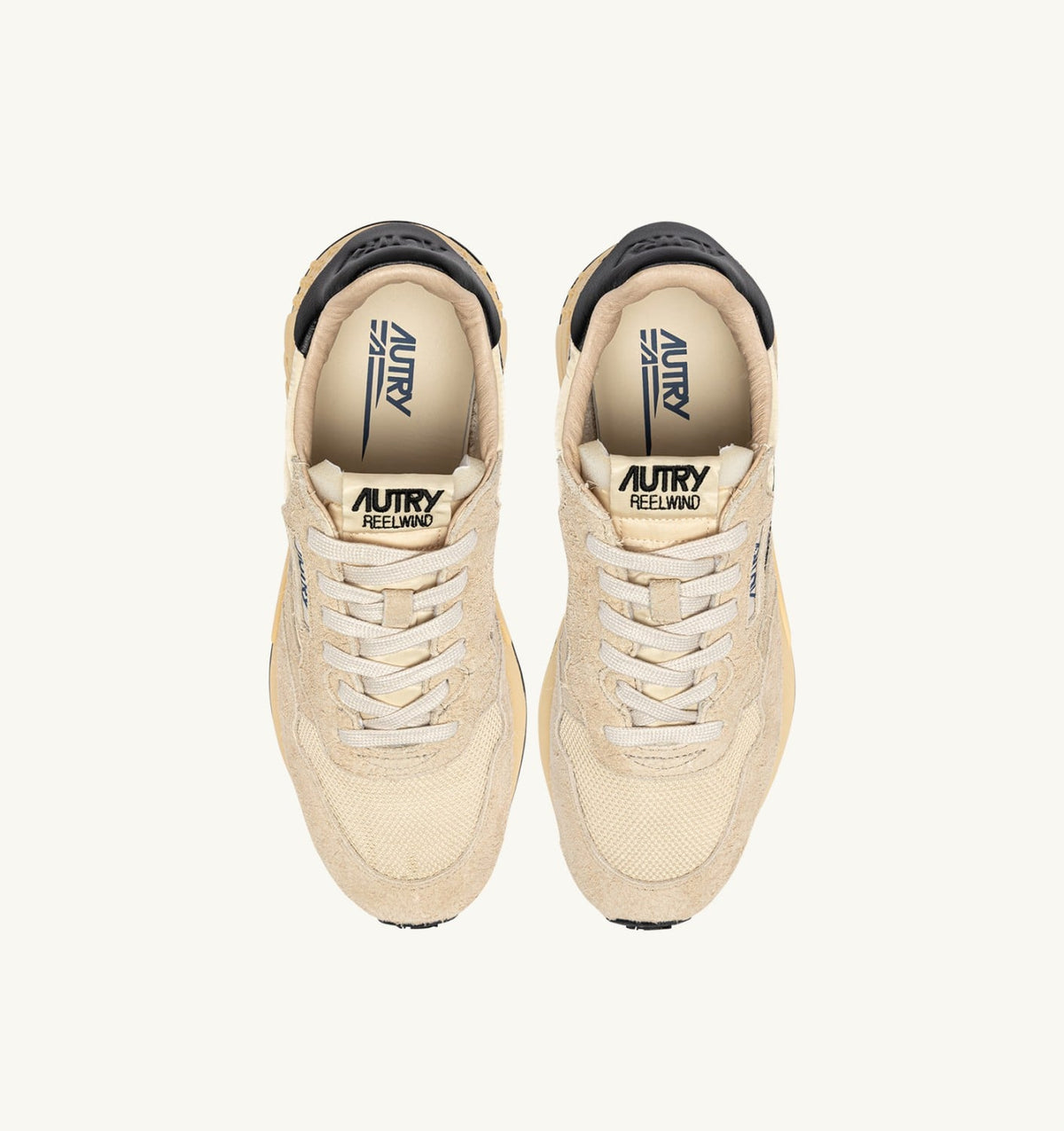 AUTRY Woman REELWIND LOW SNEAKERS IN ECRU AND BLACK NYLON AND SUEDE