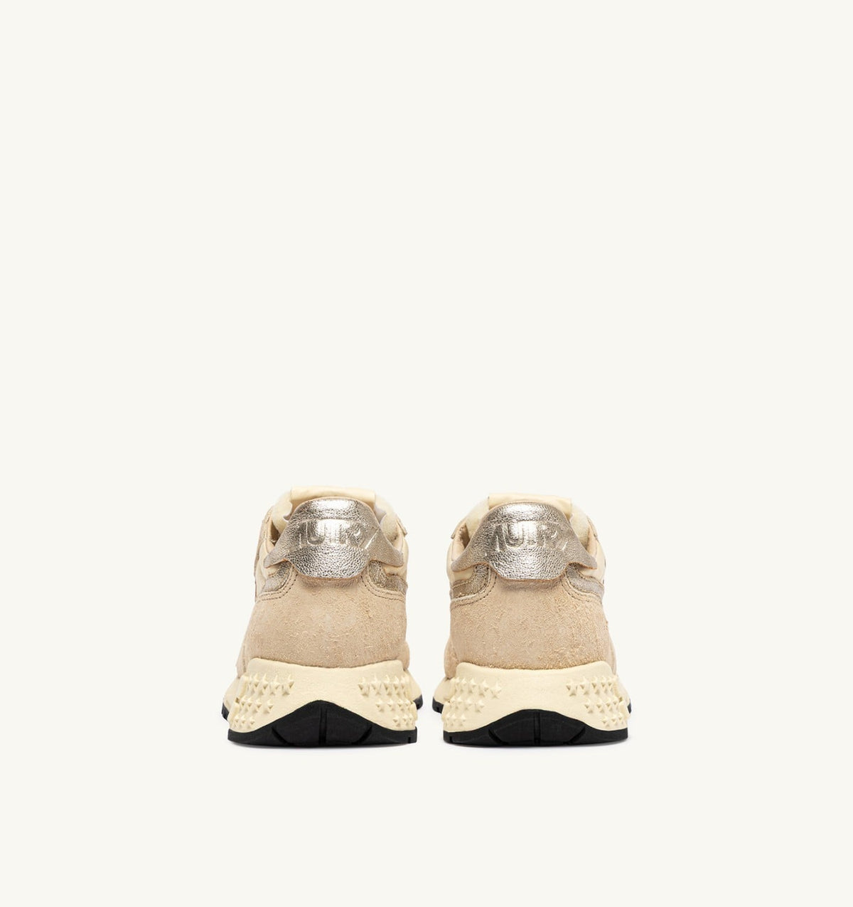 AUTRY Woman REELWIND LOW SNEAKERS IN ECRU AND PLATINUM NYLON AND SUEDE