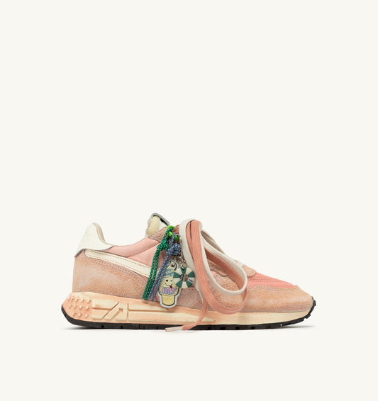 AUTRY Woman REELWIND SUPER VINTAGE SNEAKERS IN WHITE AND PINK SUEDE AND NYLON