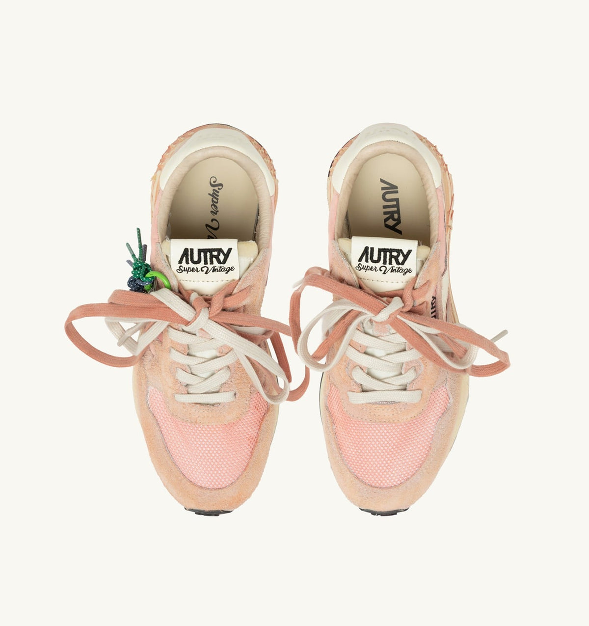 AUTRY Woman REELWIND SUPER VINTAGE SNEAKERS IN WHITE AND PINK SUEDE AND NYLON