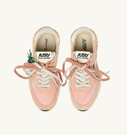 AUTRY Woman REELWIND SUPER VINTAGE SNEAKERS IN WHITE AND PINK SUEDE AND NYLON
