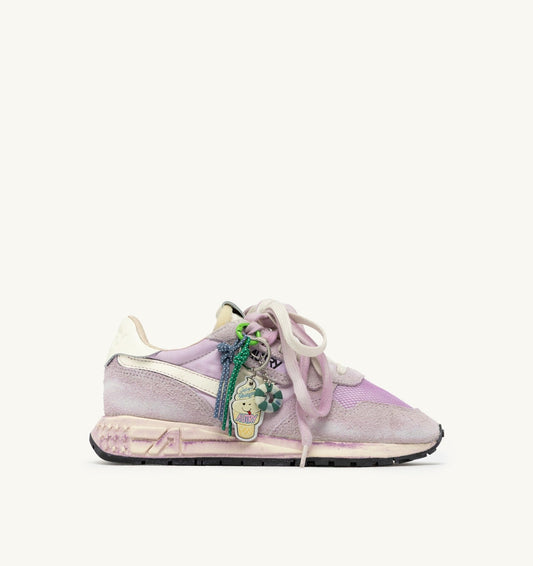 AUTRY Woman REELWIND SUPER VINTAGE SNEAKERS IN WHITE AND LILAC SUEDE AND NYLON