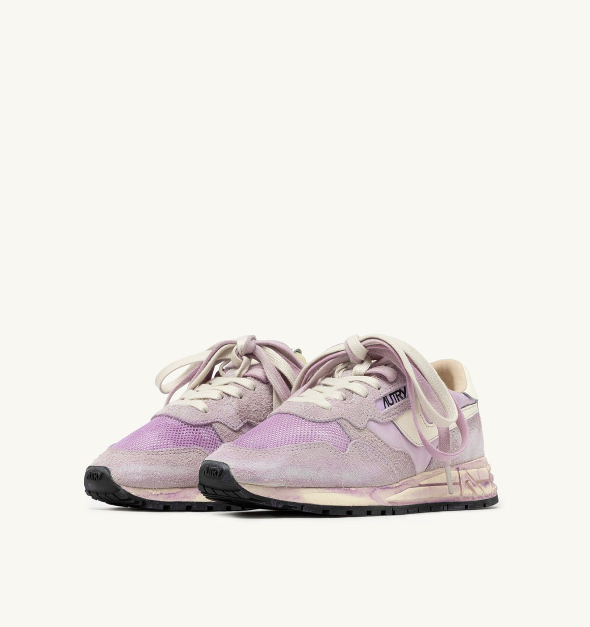 AUTRY Woman REELWIND SUPER VINTAGE SNEAKERS IN WHITE AND LILAC SUEDE AND NYLON