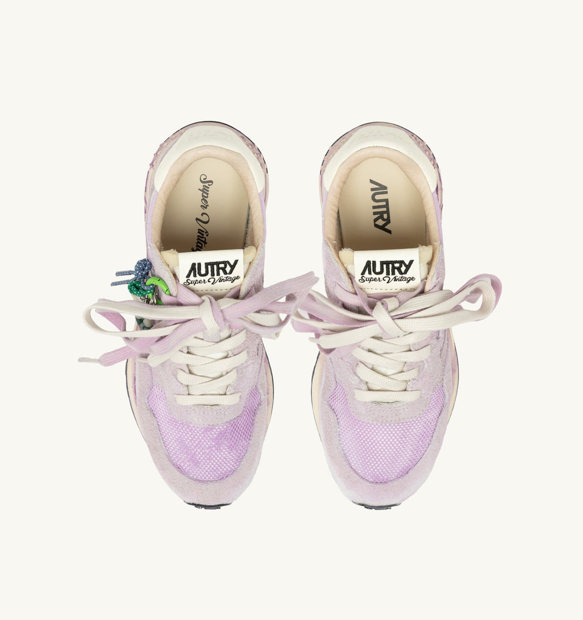 AUTRY Woman REELWIND SUPER VINTAGE SNEAKERS IN WHITE AND LILAC SUEDE AND NYLON