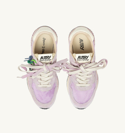 AUTRY Woman REELWIND SUPER VINTAGE SNEAKERS IN WHITE AND LILAC SUEDE AND NYLON