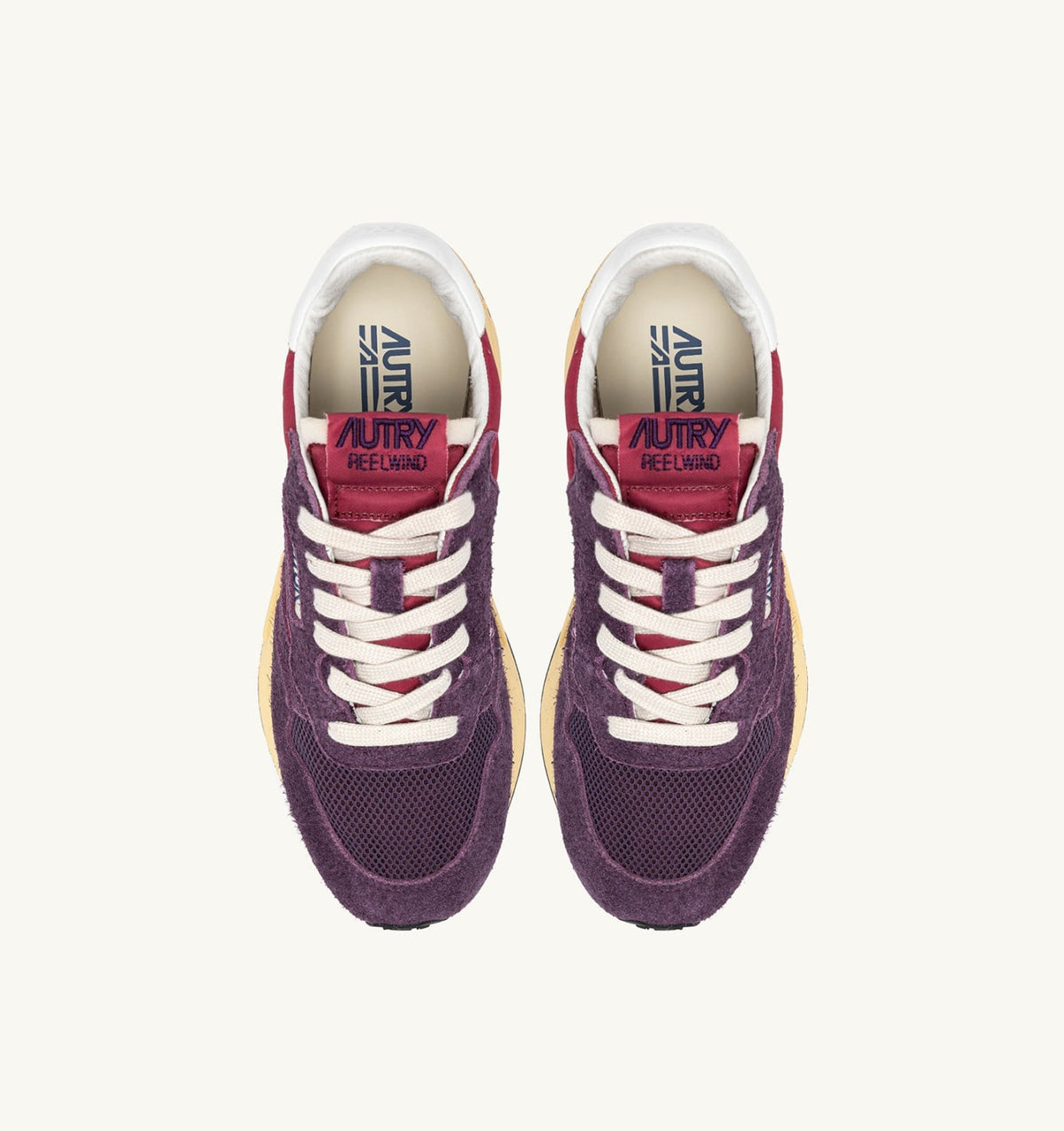 AUTRY Woman REELWIND LOW SNEAKERS IN AMARONE AND PLUM NYLON AND SUEDE