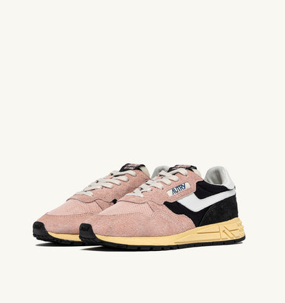 AUTRY Woman REELWIND LOW SNEAKERS IN BLACK AND ROSA NYLON AND SUEDE