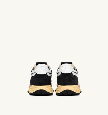 AUTRY Woman REELWIND LOW SNEAKERS IN BLACK AND ROSA NYLON AND SUEDE