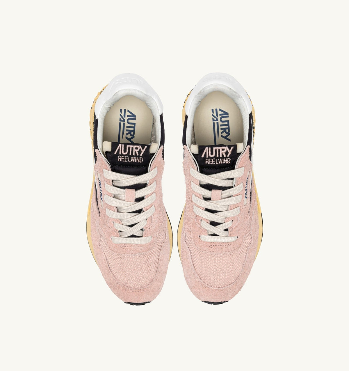 AUTRY Woman REELWIND LOW SNEAKERS IN BLACK AND ROSA NYLON AND SUEDE